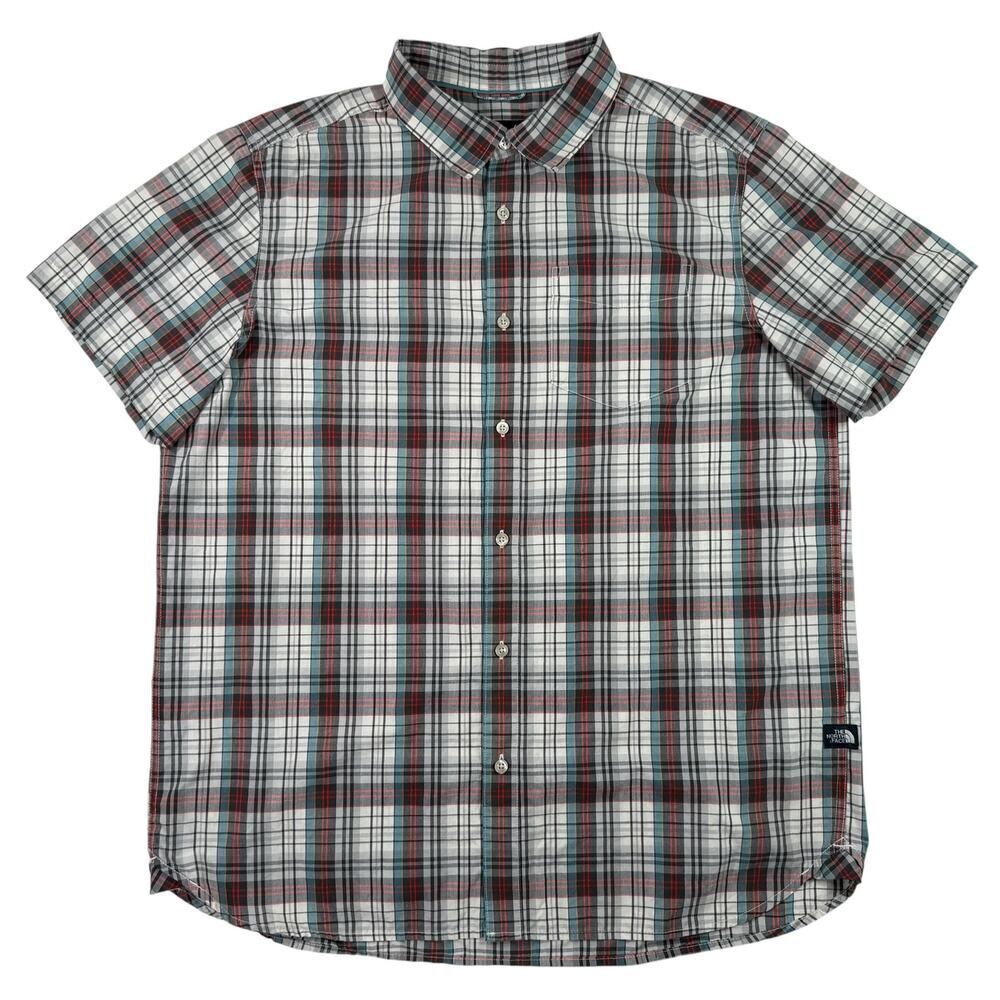 The North Face Hammets Mens XL Red And White Plaid Button Up Short Sleeve Shirt